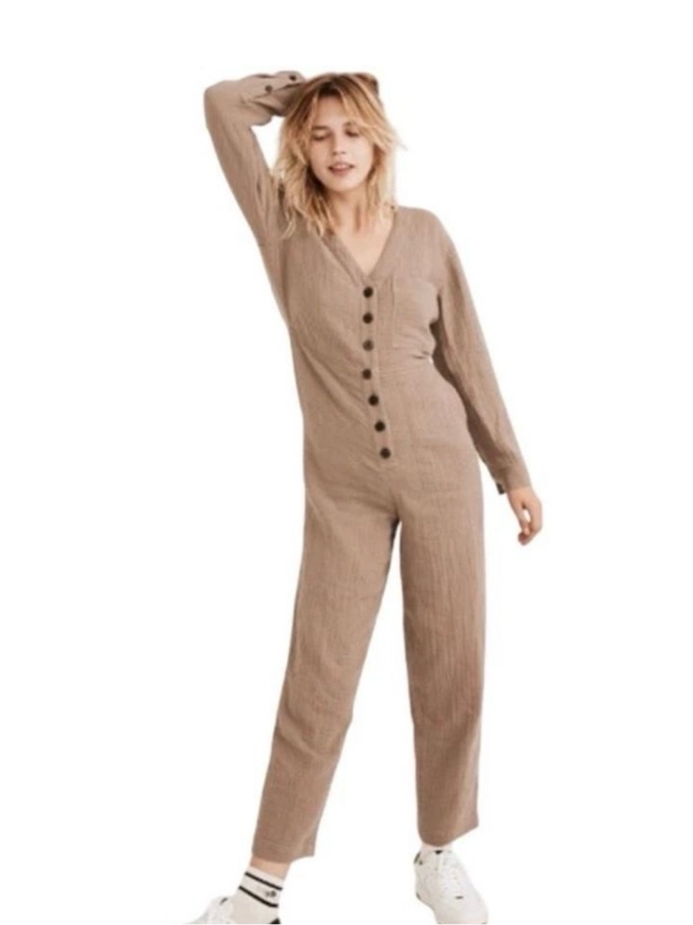 Madewell Lightspun button-front coverall jumpsuit